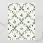 Vakantiefeest Mistletoe Bow Modern Kerstfeest Folie Uitnodiging (Achterkant)