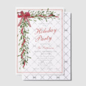 Vakantiefeest Mistletoe Bow Modern Kerstfeest Vellum Uitnodigingen (Offset (Uitnodiging))