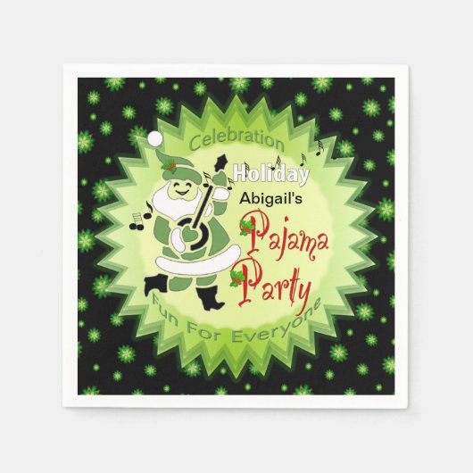 Vakantiefeest Pajama - Santa Elf en sterren Servetten (Voorkant)