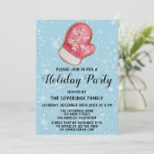 Vakantiefeest Rood en wit Mitten Cookie Blauwe sne Kaart (Staand voorkant)