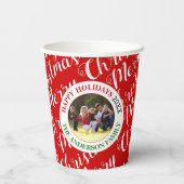 Vakantieforografie met kerstscript papieren bekers (Achterkant)