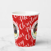 Vakantieforografie met kerstscript papieren bekers (Links)