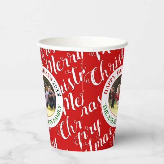 Vakantieforografie met kerstscript papieren bekers (Rechts)