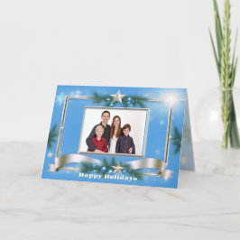 Vakantiefoto Groeten op blauw met zilveren Lijst Kaart