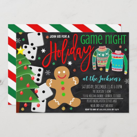 Vakantiegame Night Party nodigt u uit Kaart (Voorkant / Achterkant)