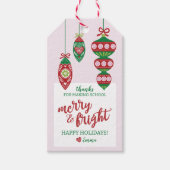 Vakantiegeld Label voor leraar "Merry & Bright" Cadeaulabel (Voorkant)