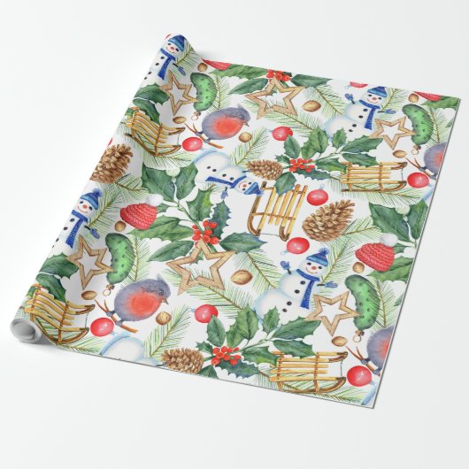 Vakantiegeschenk Wrap Blue Bird Cadeaupapier (Uitgerold)