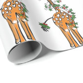 Vakantiegrande Giraffe — feestdag holly garland Cadeaupapier (Rol Hoek)