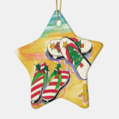 Vakantiegrens teenslippers - stervormig keramisch ornament (Links)