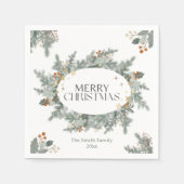 Vakantiegroen kerstfeest servet (Voorkant)
