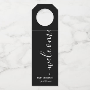 Vakantiehuis Black Welcome Bottle Hanger Label