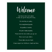 Vakantiehuisregels Donkergroen en wit Perfect Poster (Voorkant)