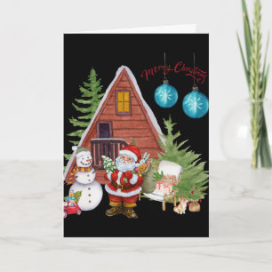 Vakantiekaart voor feestdagen met prettige kerstbo kaart