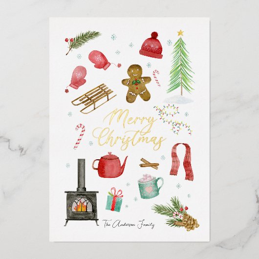 Vakantiekaart voor feestdagen met prettige kerstFo (Voorkant)