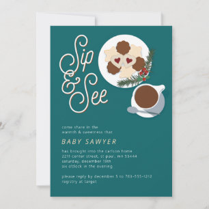 Vakantiekiekjes en koffie/thee Sip & See baby show Kaart