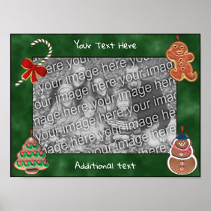 Vakantiekoekjes Candy Cane Creëer Uw eigen foto Poster