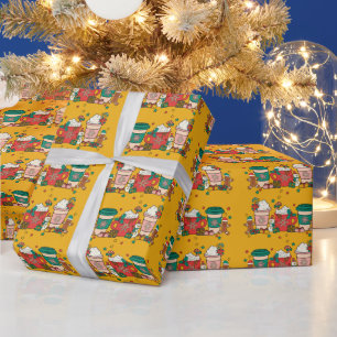Vakantiekoffiepapier met gele vulling cadeaupapier