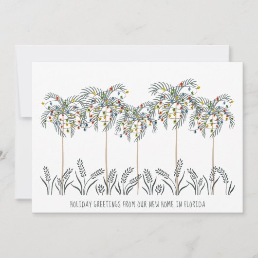 Vakantiemannen met kerstlichten op palmbomen aankondiging (Voorkant)