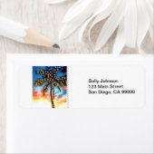 Vakantiepalmen op zonsondergang etiket (Insitu)