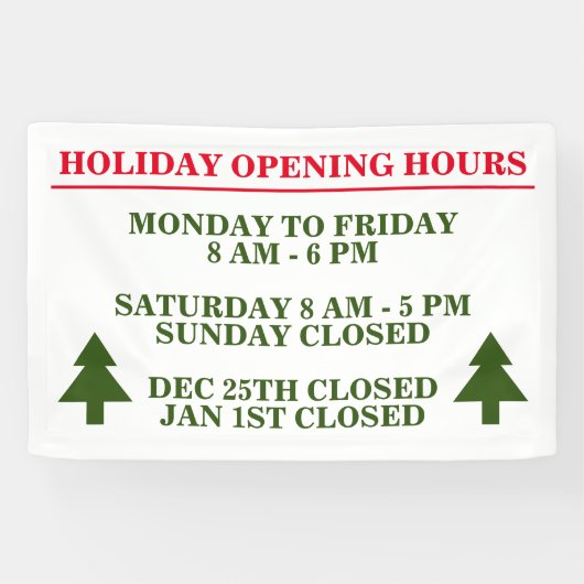Vakantiepaneel openingstijden buitenshuis spandoek (Horizontaal)