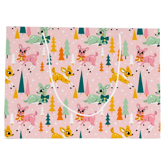 Vakantiepatroon Retro Reindeer Wonderland Groot Cadeauzakje (Achterkant)