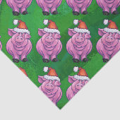 Vakantiepig in Santa Hat Pattern op Green Tissuepapier (Detail)
