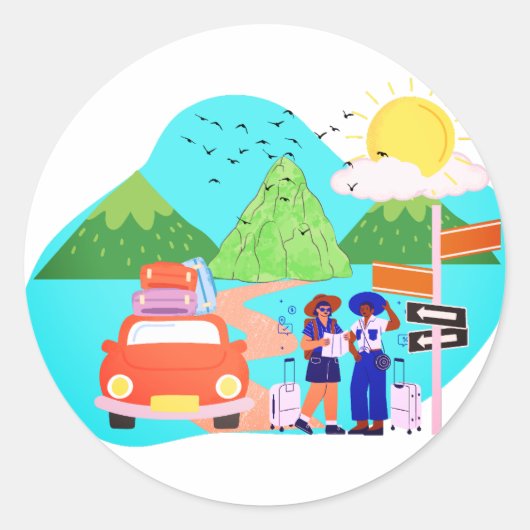 vakantiereis ronde sticker (Voorkant)