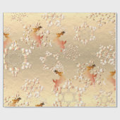 Vakantierrendieren Snowflakes op Roos Gold Cadeaupapier (Vlak)