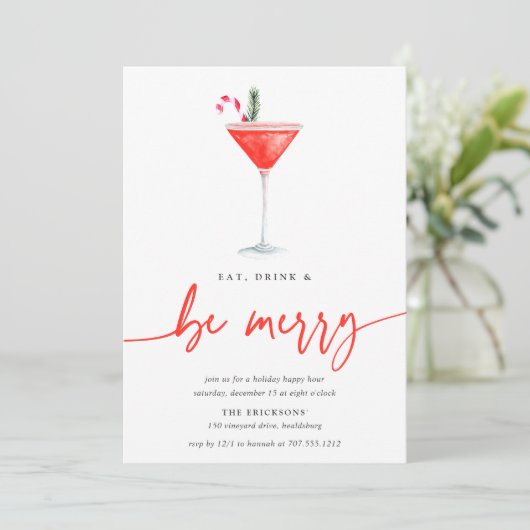 vakantiescoktail | Eet Drink en wees vrolijk feest Kaart (Staand voorkant)