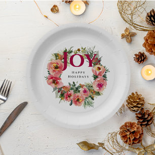 Vakantieseizoen Joy Wreath Botanical Papieren Bordje