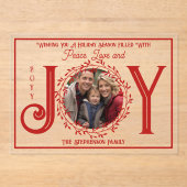 Vakantieseizoen Wishing You Peace Liefde en vreugd Acryl Uitnodigingen (Voorkant)