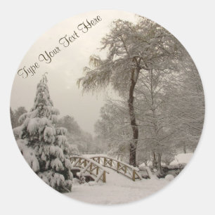 Vakantiestickers Aangepaste winterbrugsticker Ronde Sticker