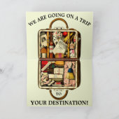 Vakantietrip-aankondiging Vintage Koffer Template Kaart (Binnen)