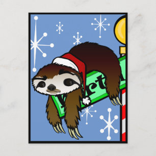 VAKANTIEWONING KERSTMIS SANTA SLOTH VERTICAAL BRIE FEESTDAGENKAART