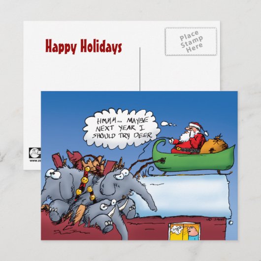 Vakantiewoningen in de buurt van Santas Elephants Feestdagenkaart (Voorkant / Achterkant)