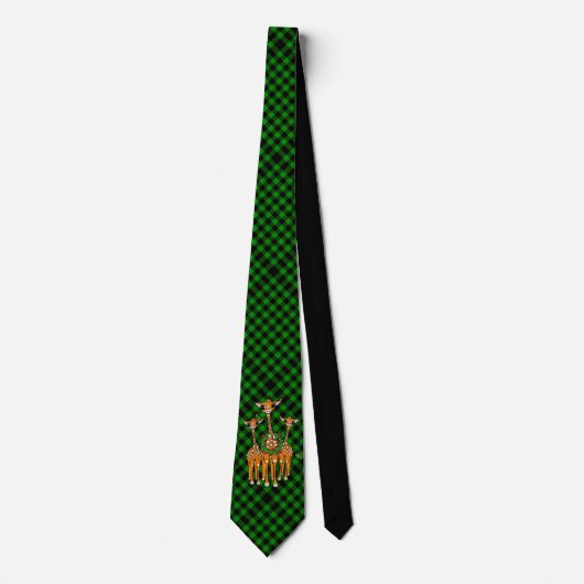 Vakantige Giraffe, holly garland, groen gelooid Stropdas (Voorkant)