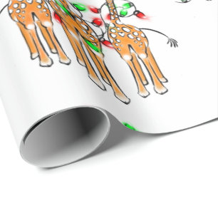 Vakantige Giraffes, roodgetwinkeerd en groen licht Cadeaupapier