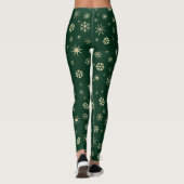 Vakantige moderne gouden sneeuwvlokken groen leggings (Achterkant)