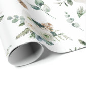 Vakantige witte bloemen cadeaupapier (Rol Hoek)