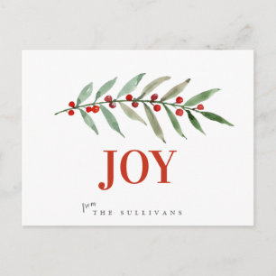 Vakfeestdag kerstfeest JOY Winter Berry Briefkaart