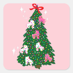 Vakfeestdag kerstrolschaatsen Schaats kerstmis Vierkante Sticker