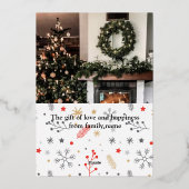 Vakkelkat en keukenkerstboom rood folie feestdagenkaart (Achterkant)