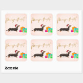 Vakkerfeestdag Dog Dachshund Merry Bright Vierkante Sticker (Vel)