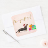 Vakkerfeestdag Dog Dachshund Merry Bright Vierkante Sticker (Envelop)