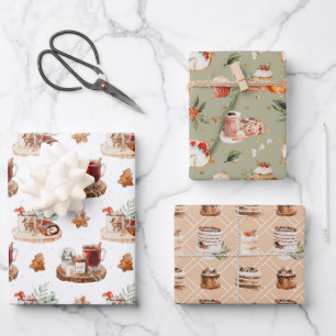 Vakkerfeestdag en feestdag met luitige kerstgerech inpakpapier vel