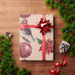Vakkerfeestvogels Poinsettias Ornamenten XMas Cadeaupapier