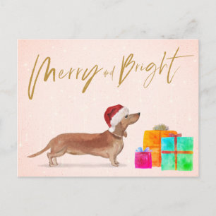 Vakkerkerstfeestdag Dachshund Dog Merry Bright Briefkaart