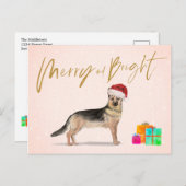 VakkerKerstmis: Shepherd Dog Merry Bright Briefkaart (Voorkant / Achterkant)