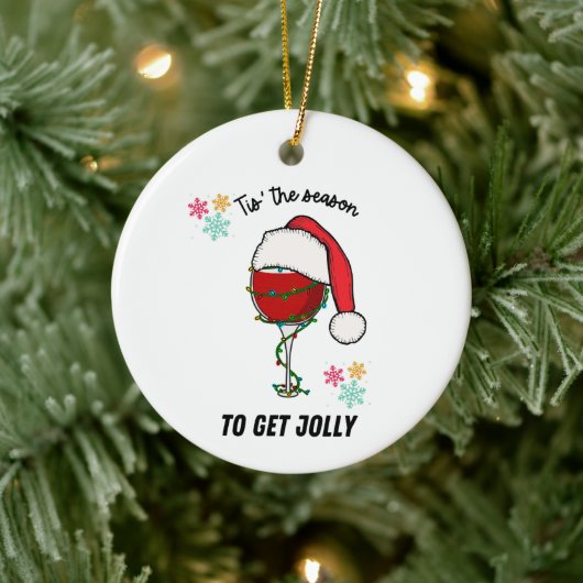 Vakkerkerstsierwijnboom drink grappig keramisch ornament (Boom)