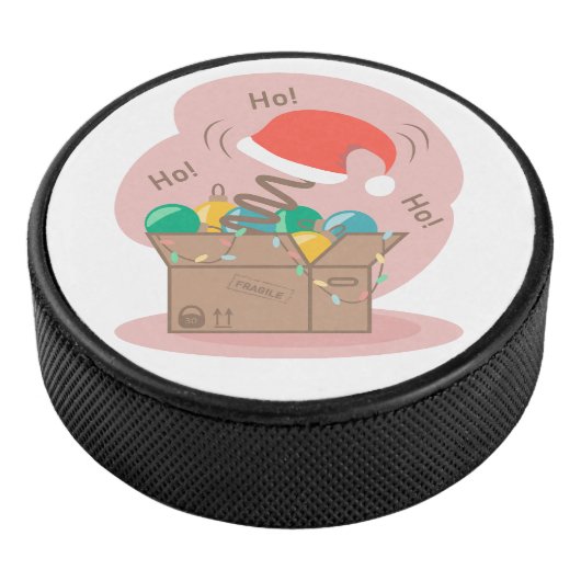 Vakkist met kerstversiering en kersthoed hockey puck (3/4)